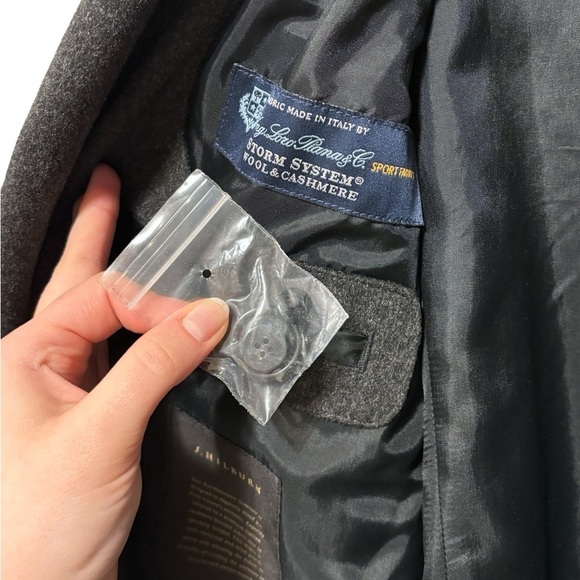 Loro Piana x J. Hilburn Men’s Wool Cashmere Long Charcoal Grey Coat Size Small - Picture 10 of 16